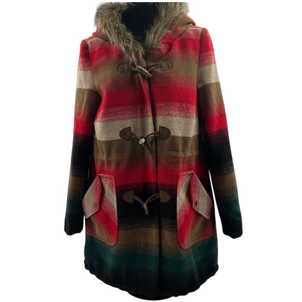 Thread & Supply toggle striped blanket coat size S.   Adjustable‎ waist.